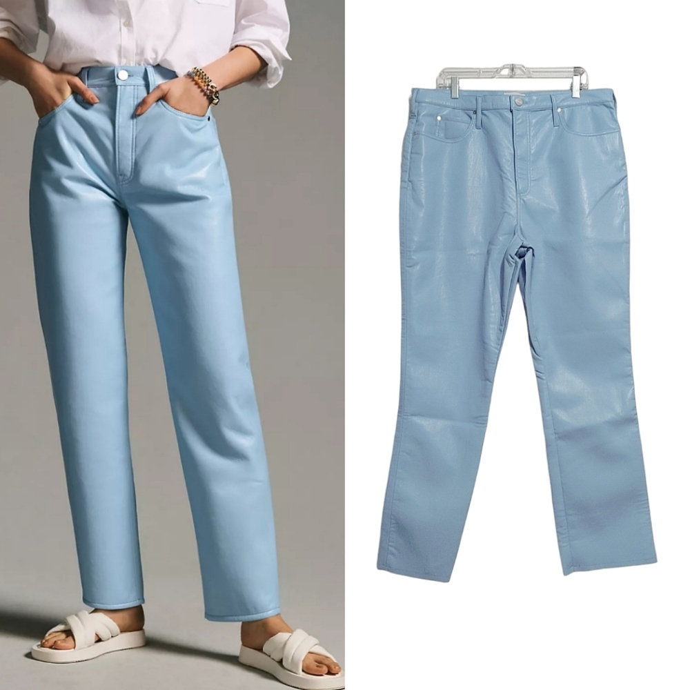 FRAME Le High 'N' Tight Recycled Leather-Blend Straight Leg Pants